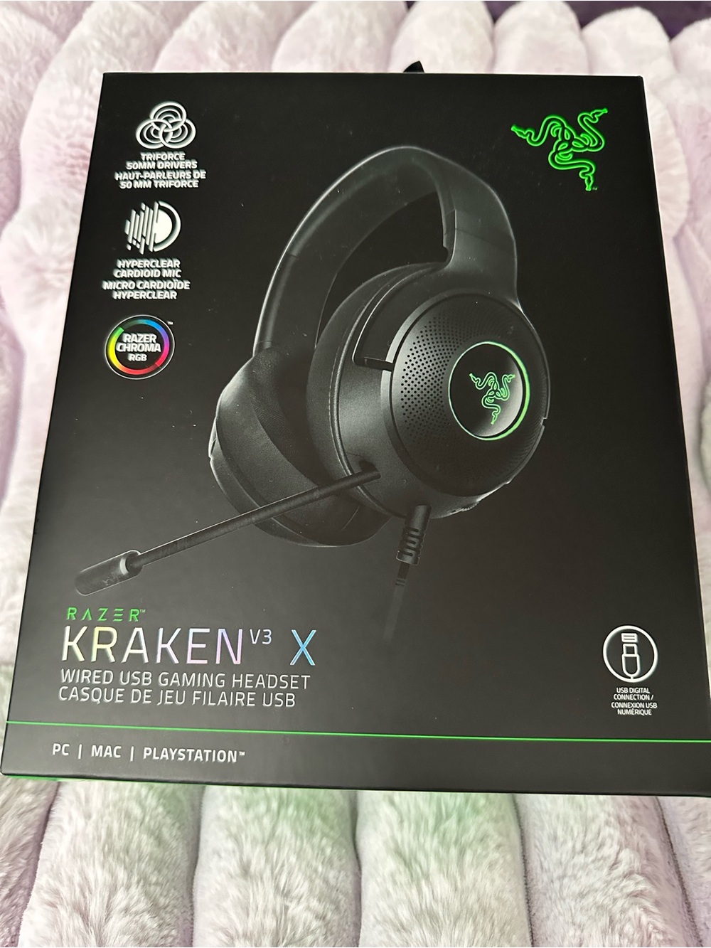 Razer Kraken V3 X Wired USB Gaming Headset – Black with Green Accents